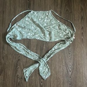 Blue Tie-Back Crop Top